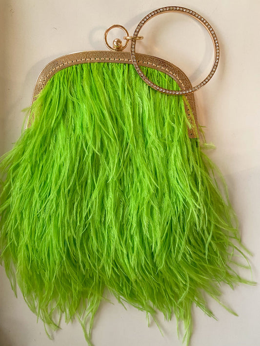 Green bag with a crystal decorated handle