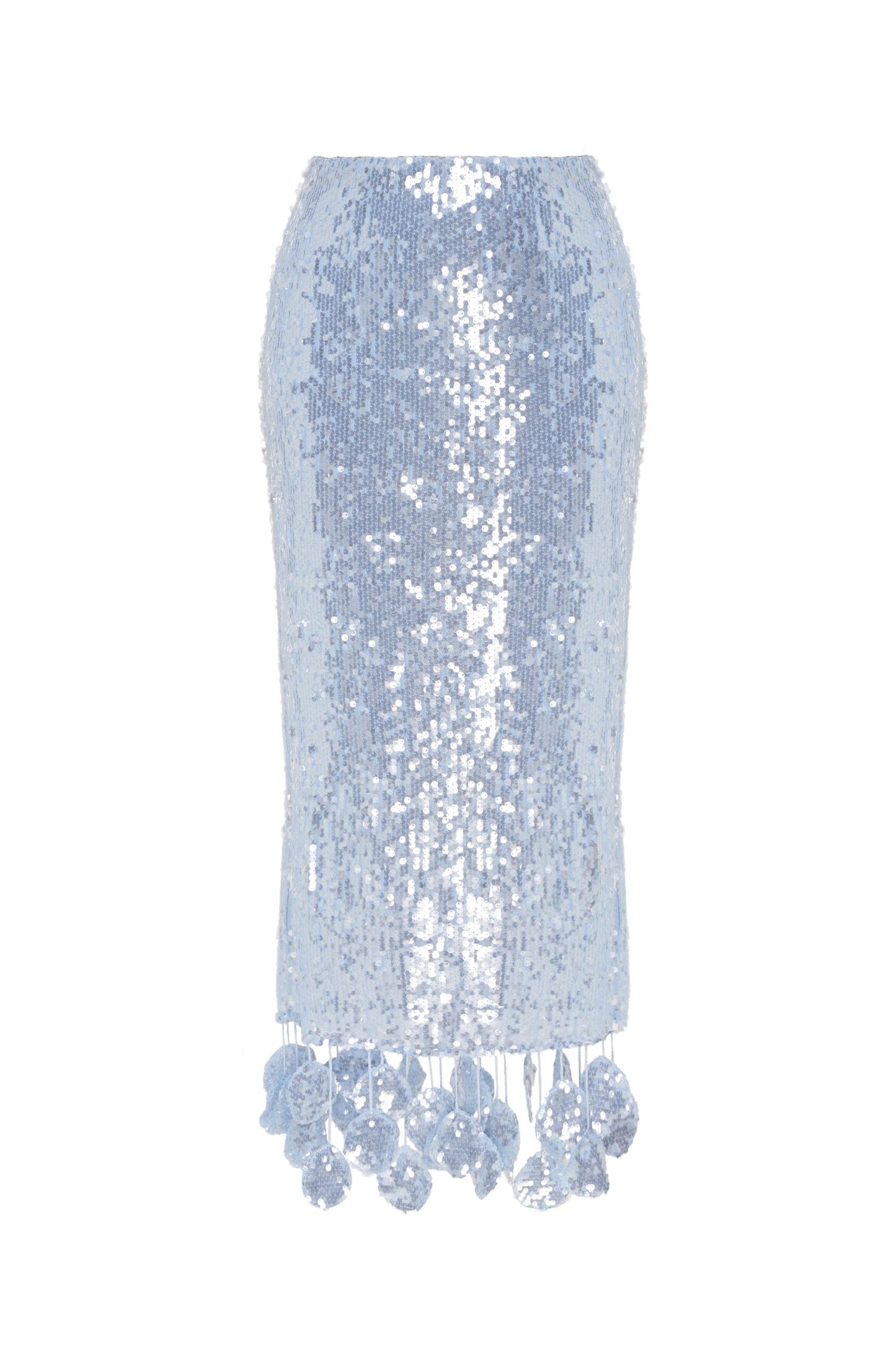 Sequin midi skirt in light blue
