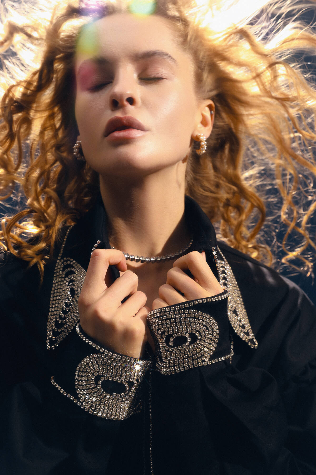 Shirt in crystals
