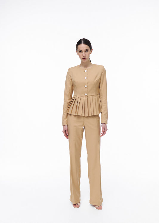 Pleated Beige Suit