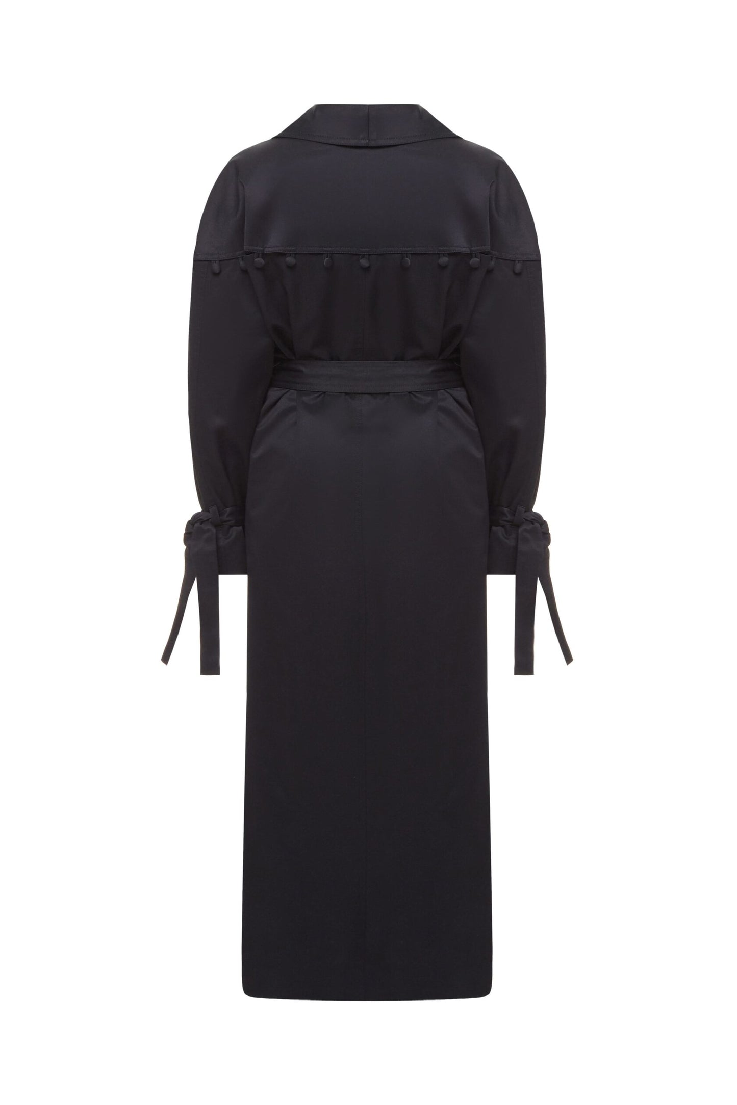 Front-slit trench coat with detachable top