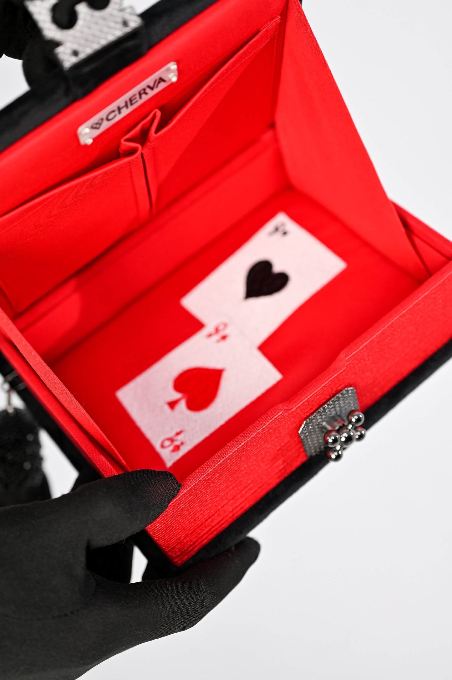 Embroidered clutch Queen of spades