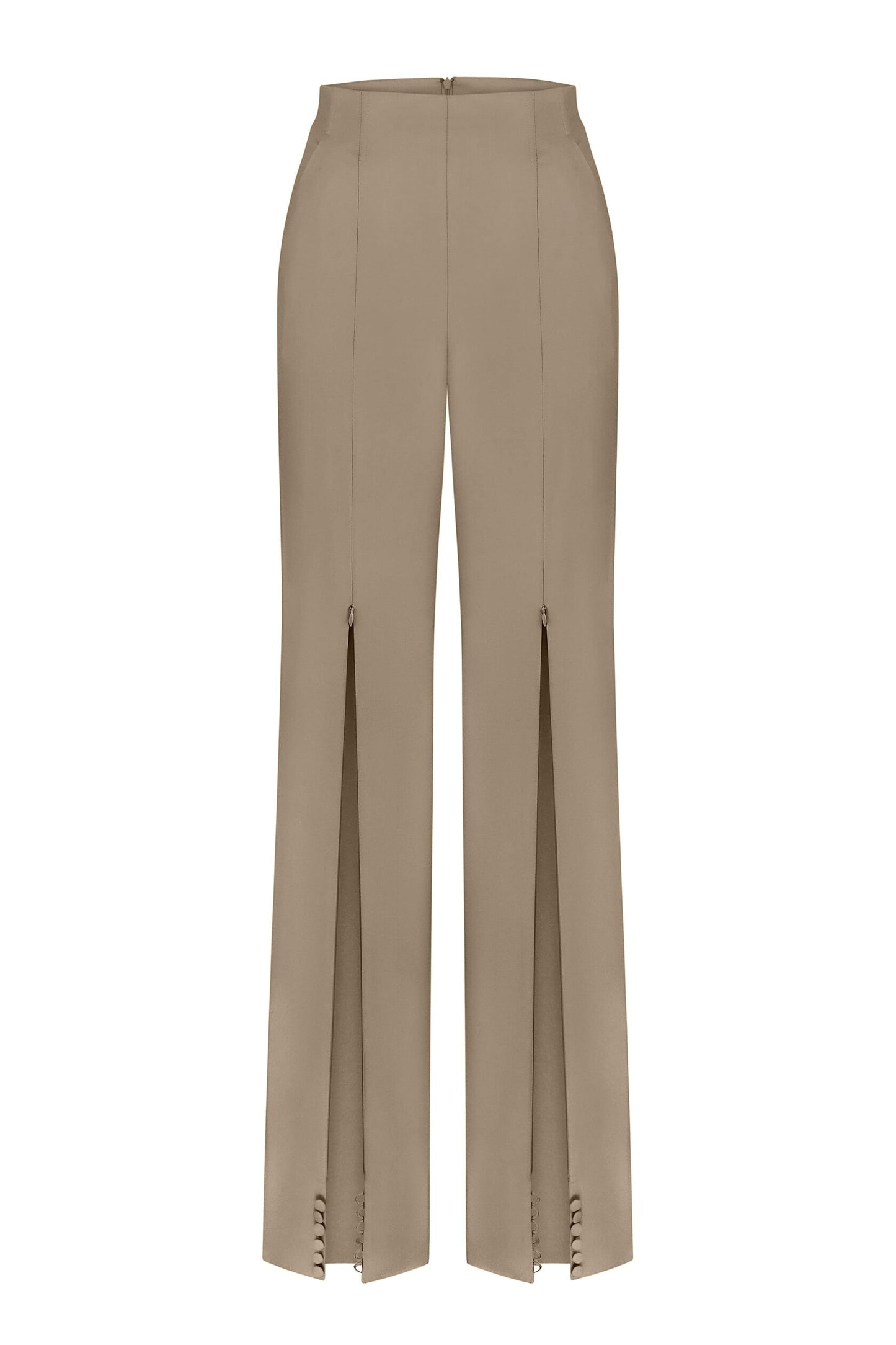 High-waisted trousers with zipper on the front
