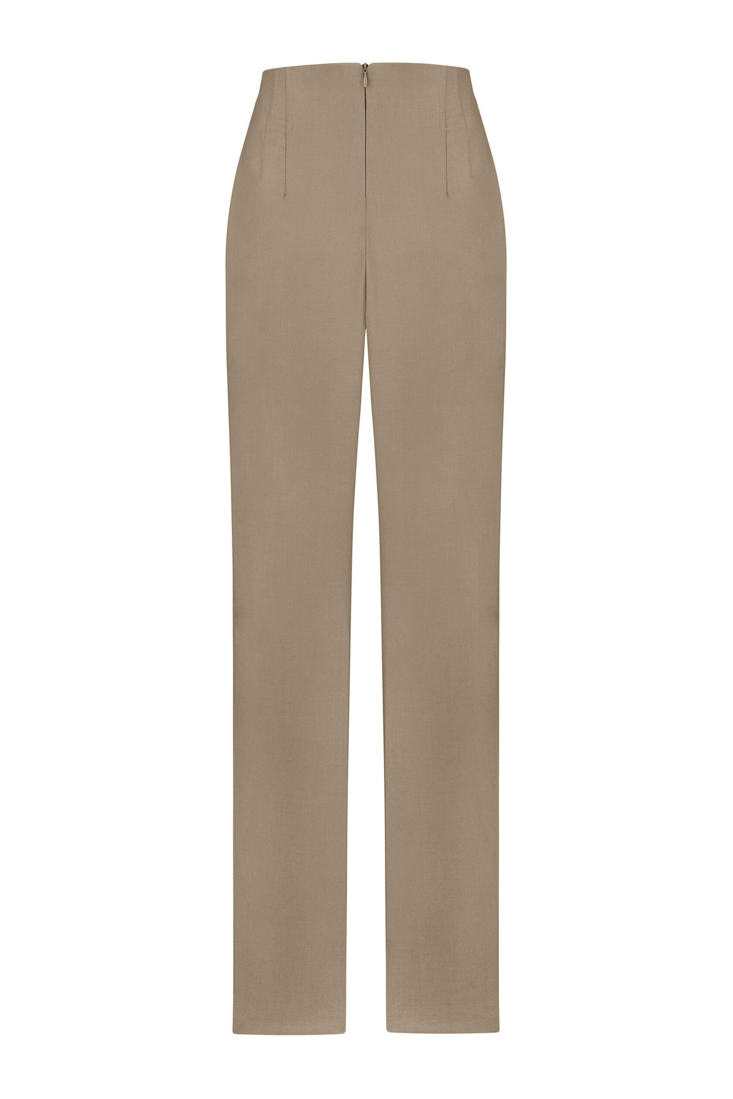 High-waisted trousers with zipper on the front