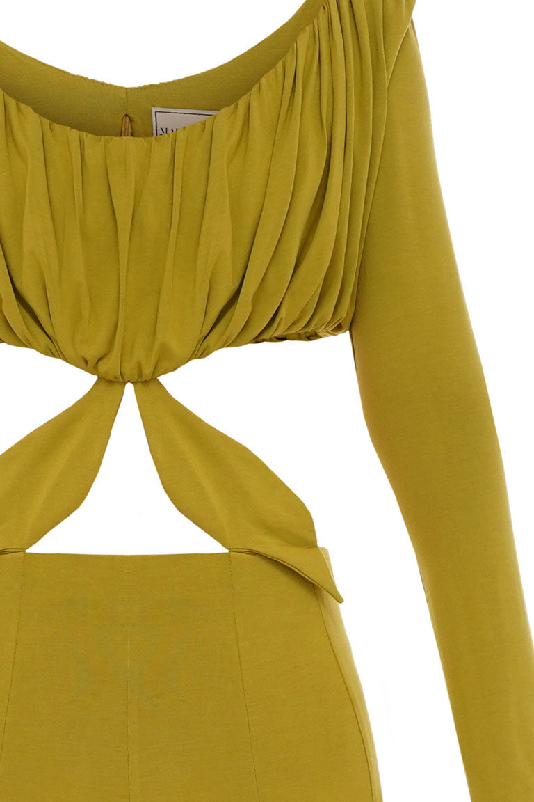 Maxi dress with cutouts in olive