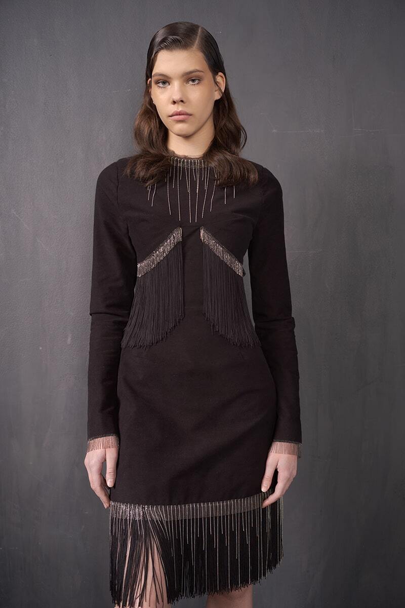 Black velvet cocktail dress