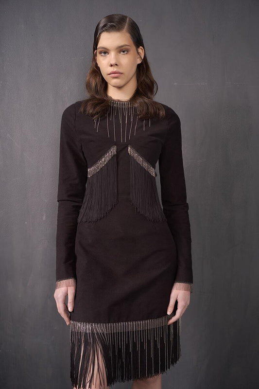 Black velvet cocktail dress