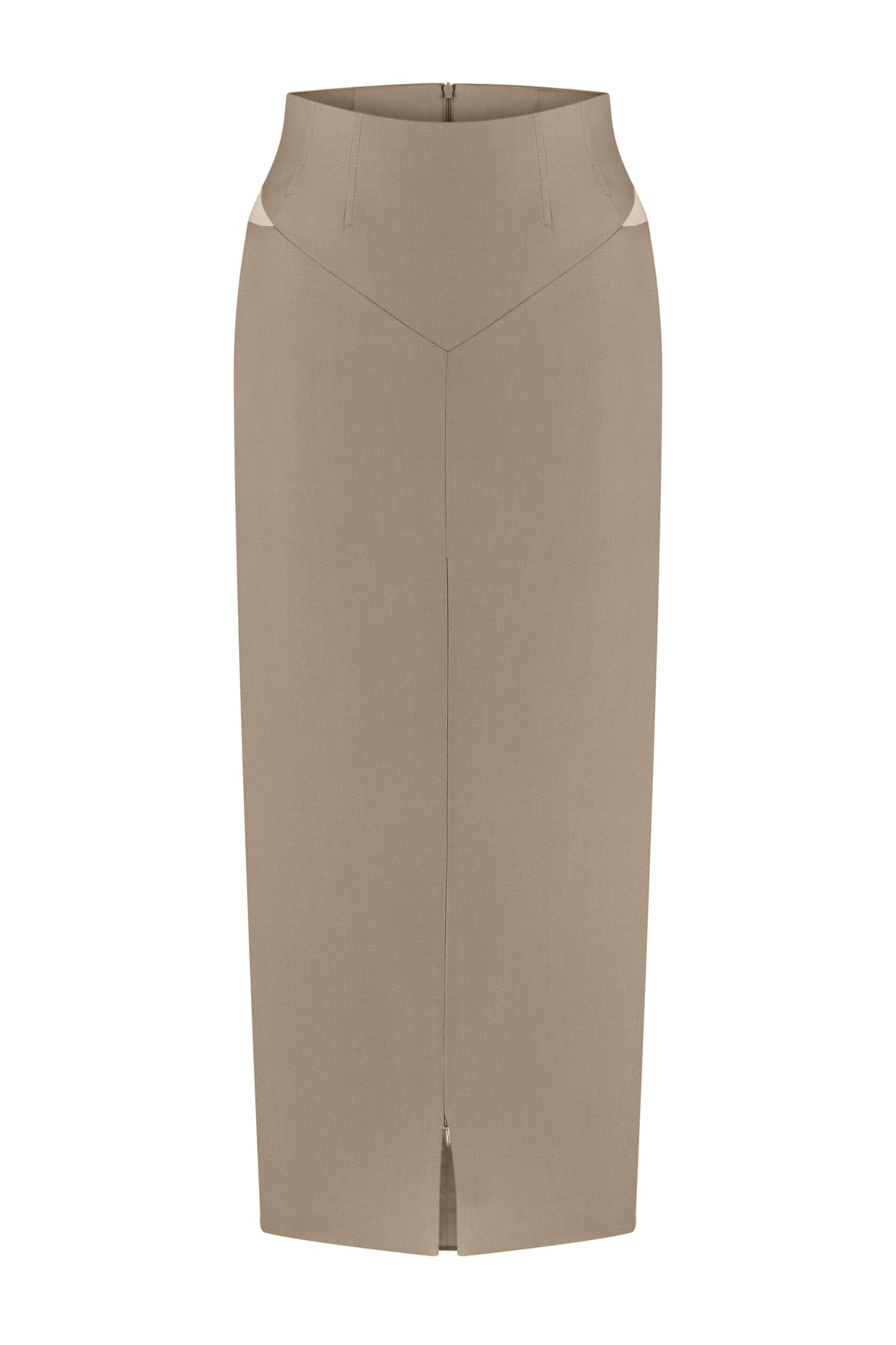 Midi skirt with zipper on the front