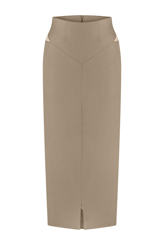 Midi skirt with zipper on the front