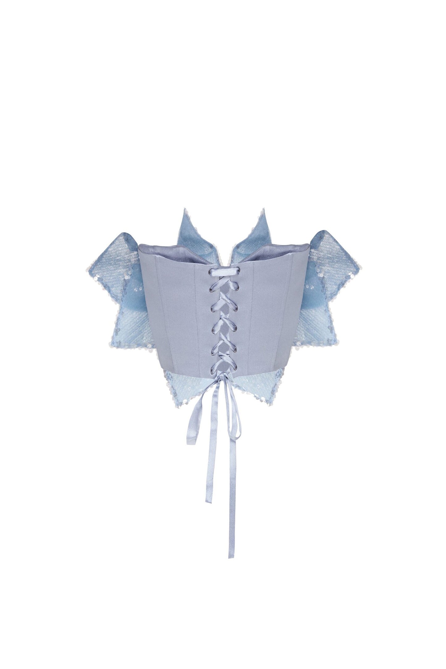 Sequin corset top in light blue