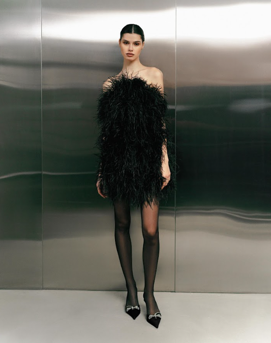 Feather mini dress