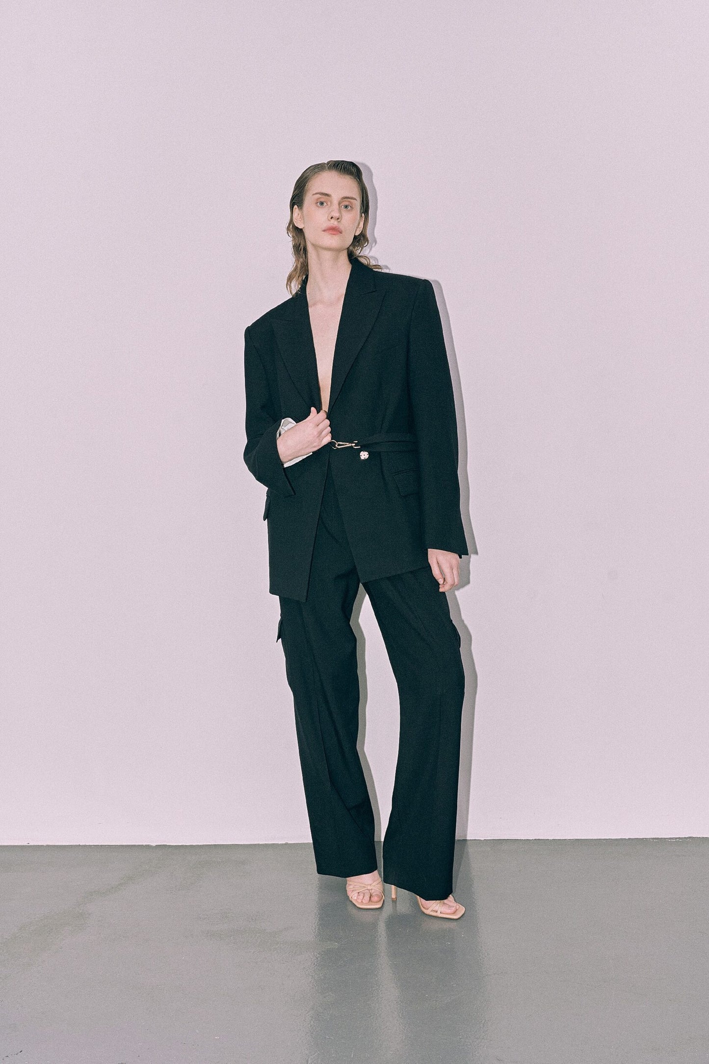 Black tailored blazer with carbines