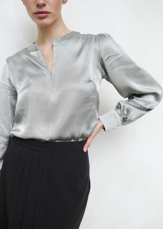 Olive Silk Blouse