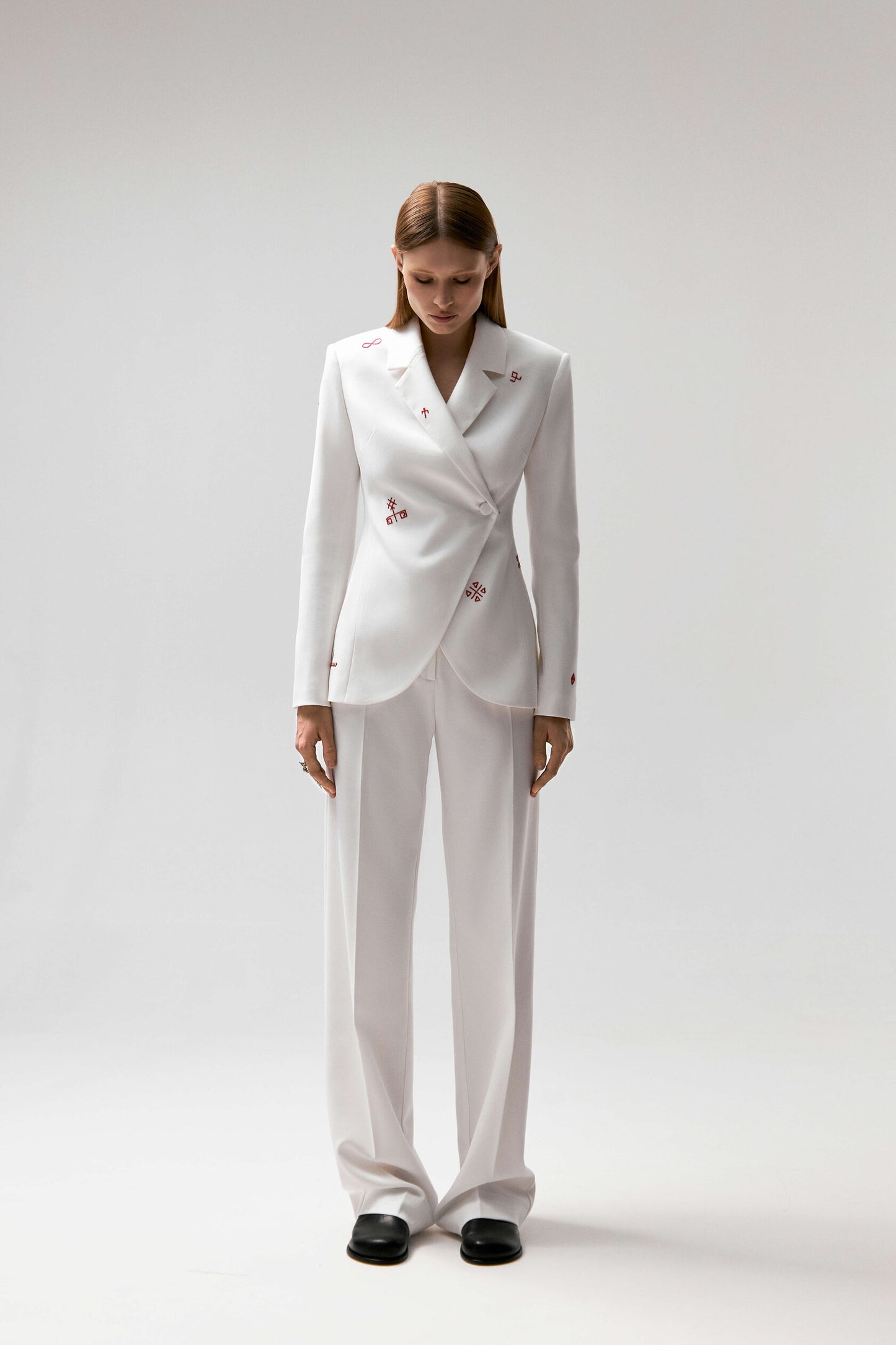 Asymmetrical embroidered jacket