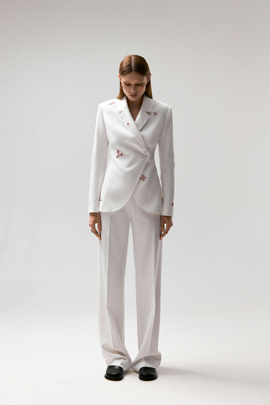 Asymmetrical embroidered jacket