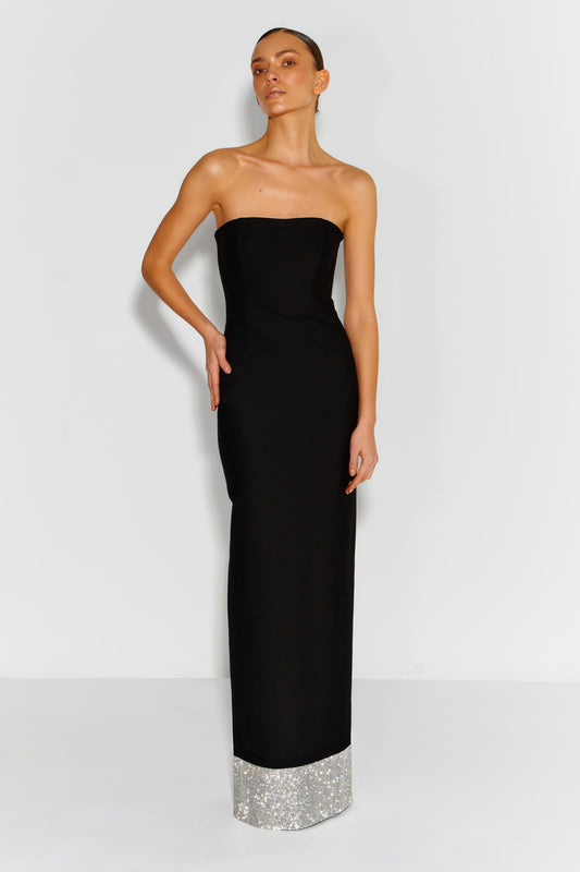 Dress with crystal hem