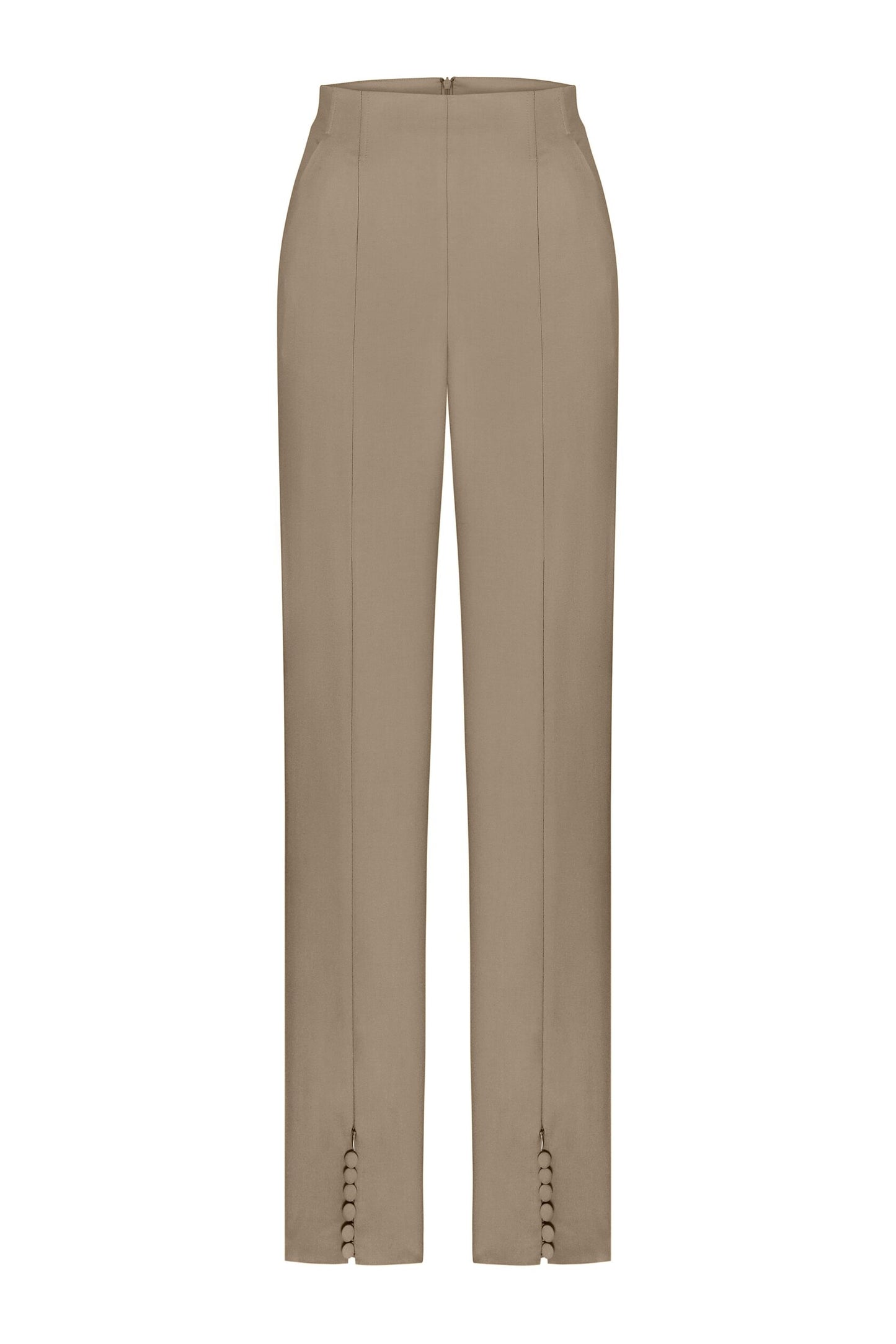 High-waisted trousers with zipper on the front