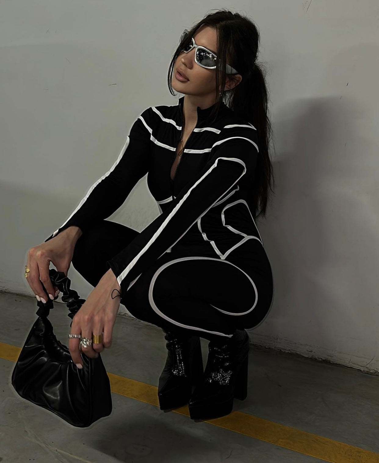 Trouser jumpsuit with a zipper