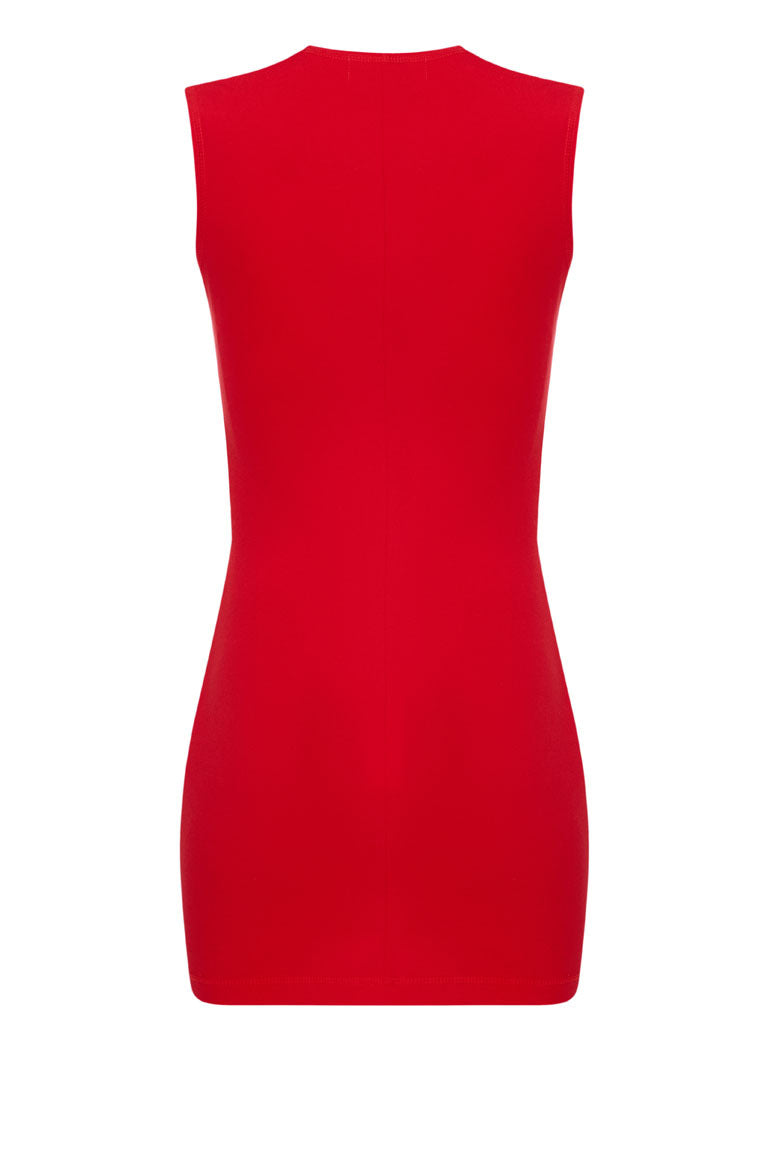 Red mini dress with cutouts
