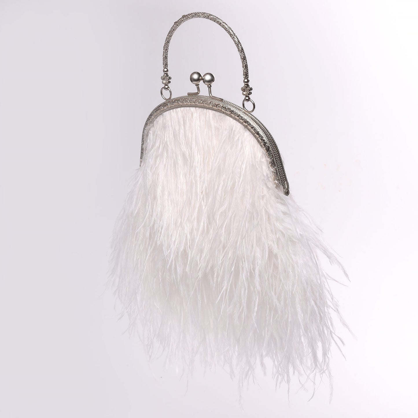 White bag with a flower decorated handle