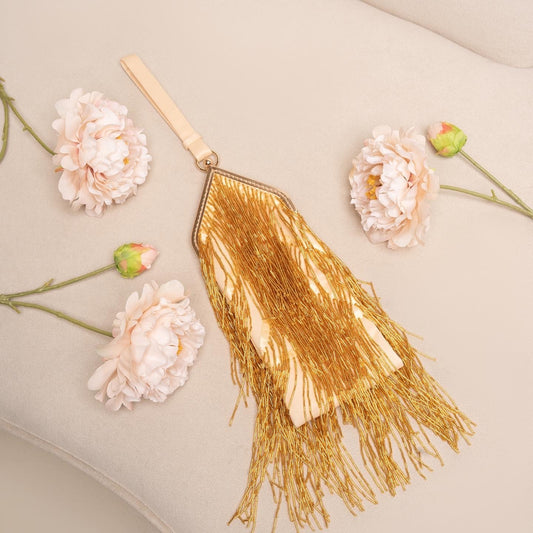 Gold glass beaded bag