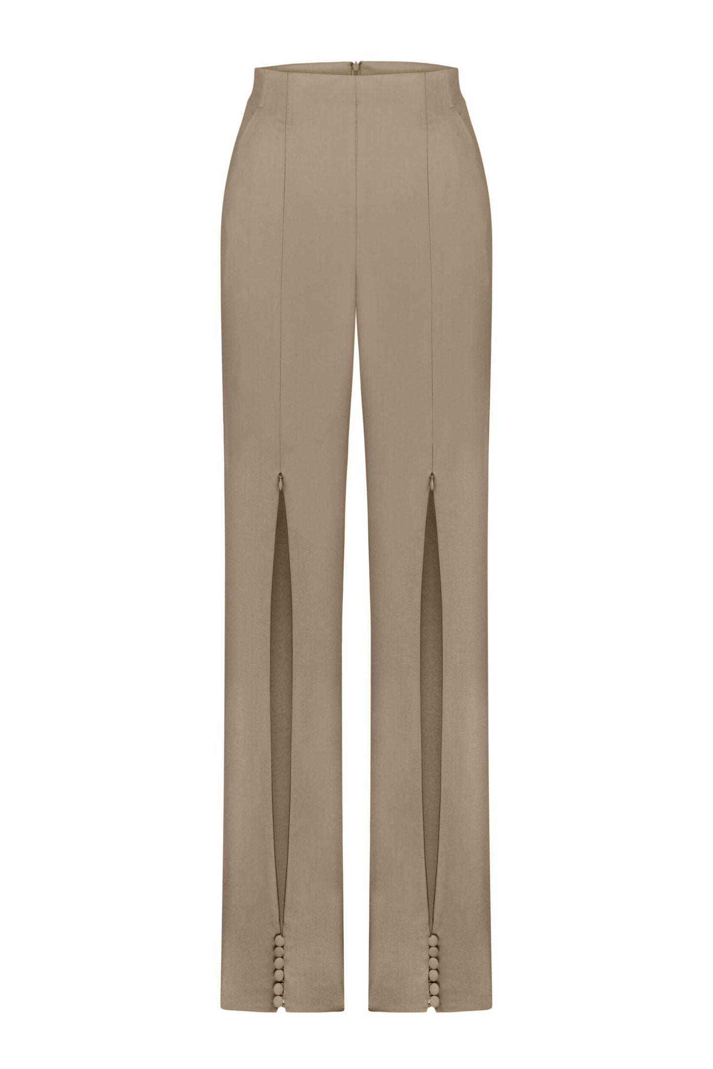 High-waisted trousers with zipper on the front