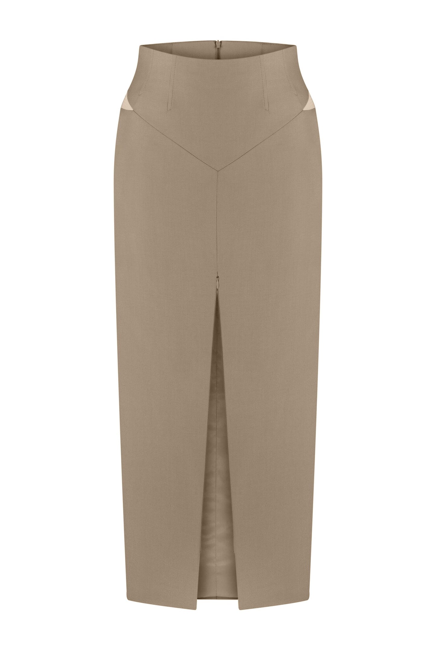 Midi skirt with zipper on the front