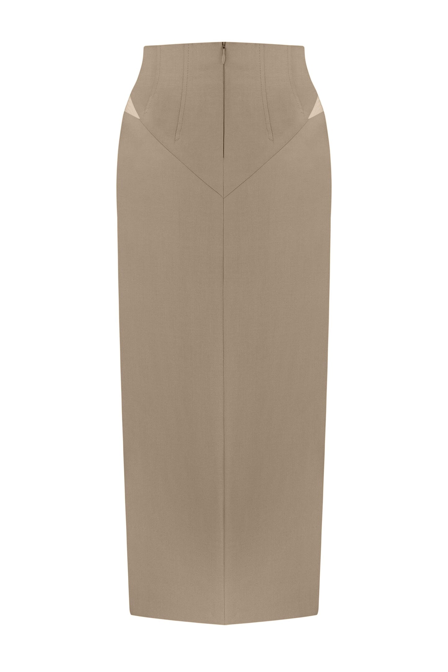 Midi skirt with zipper on the front