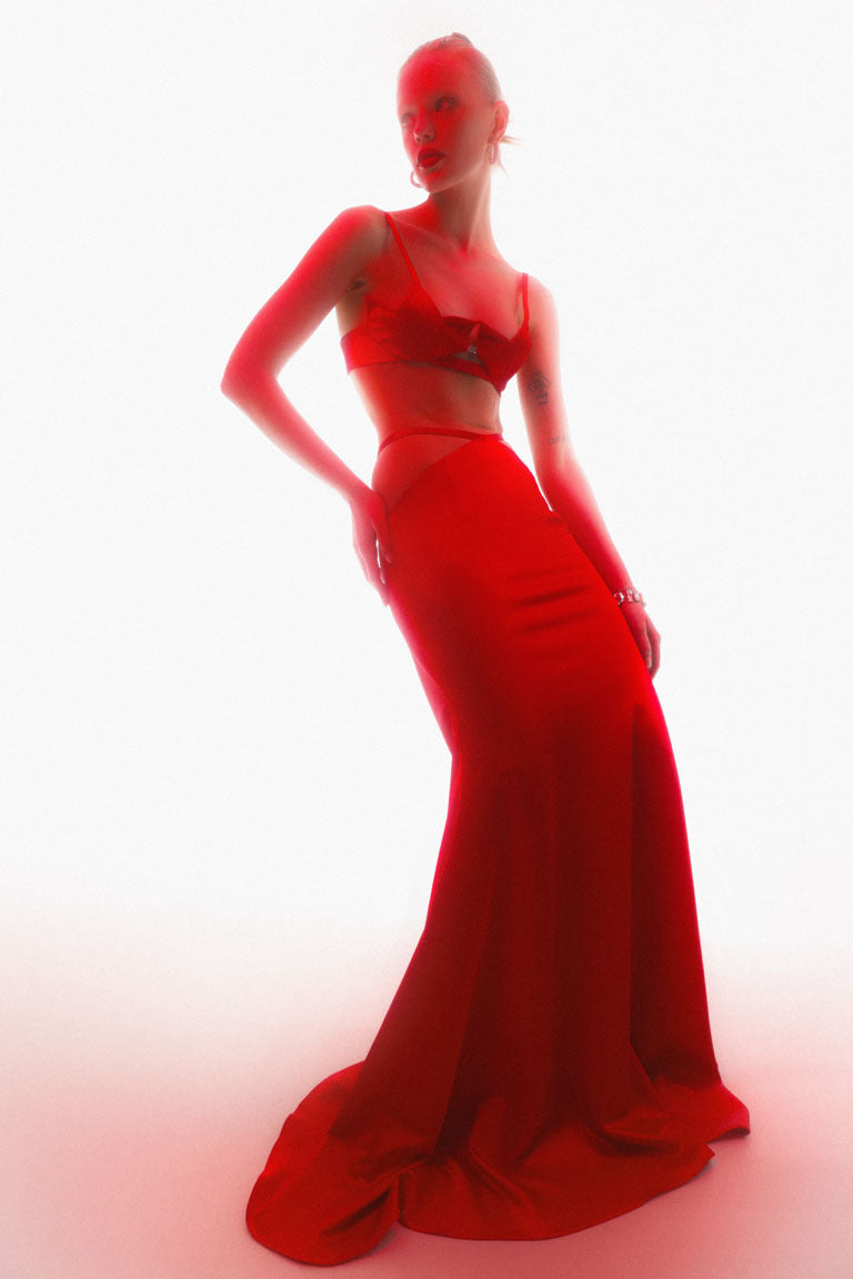 Maxi skirt with thigh cutouts