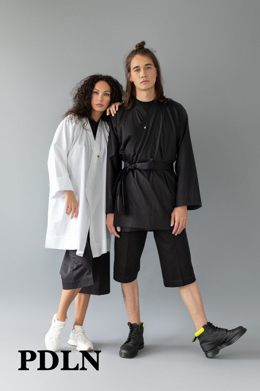 Unisex oversized cotton kimono-shirt