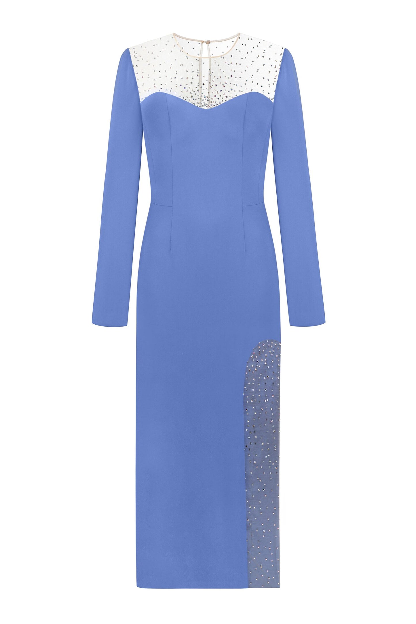 Front-slit maxi dress with crystal