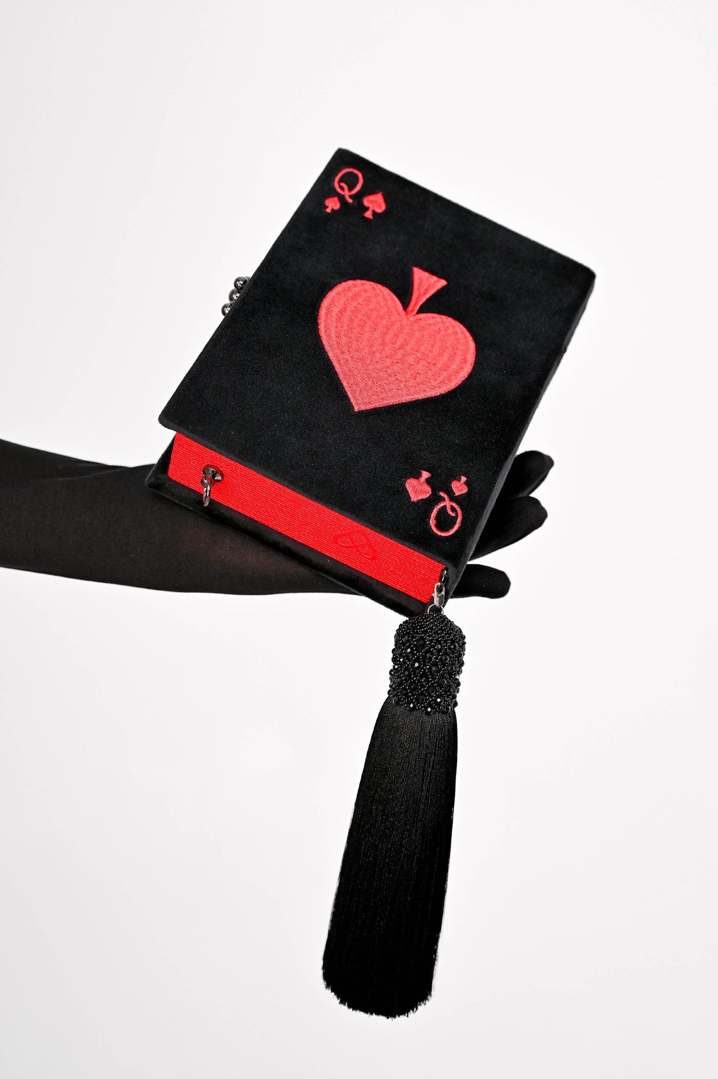 Embroidered clutch Queen of spades