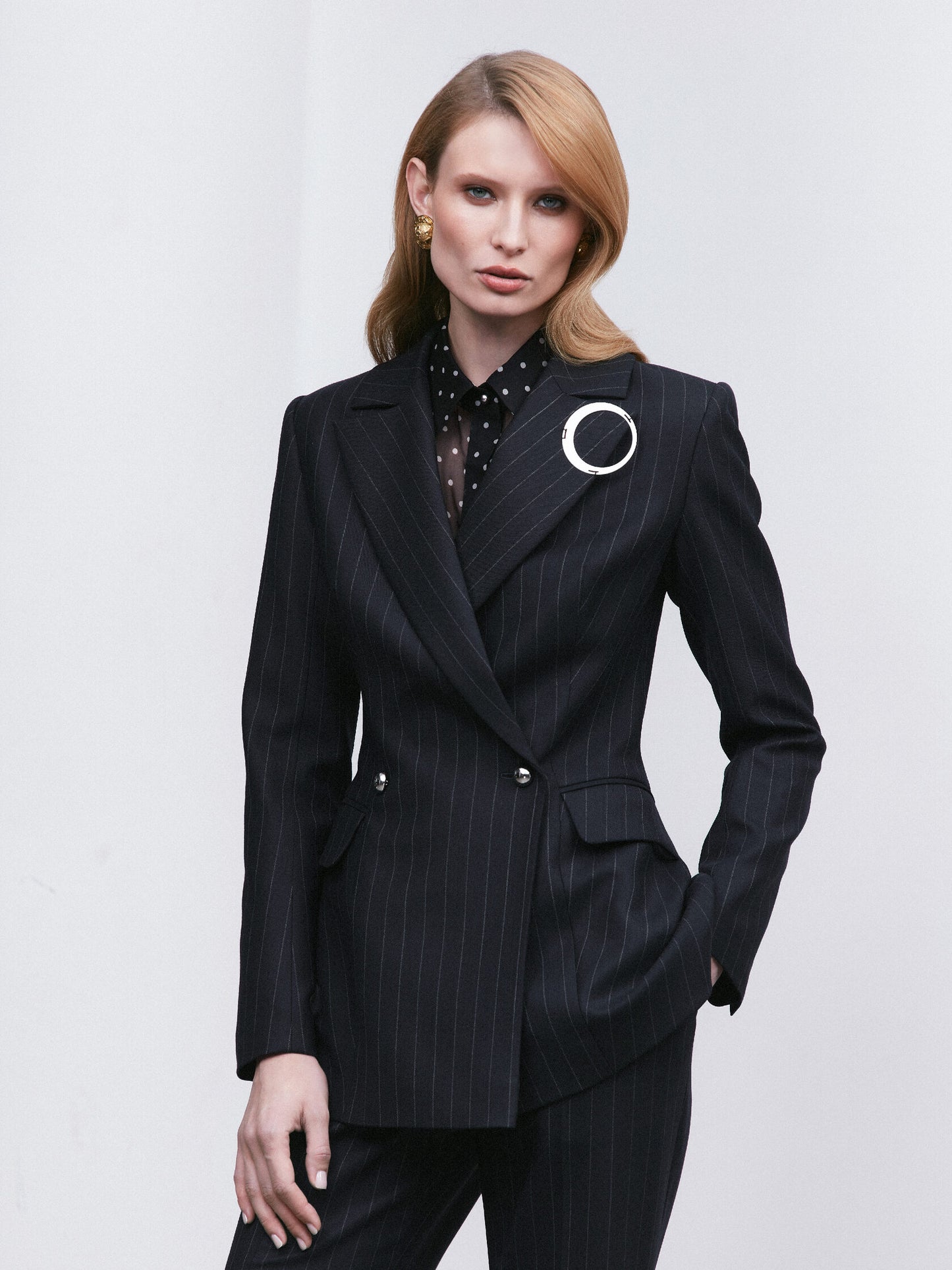 Striped wooden suit Navy