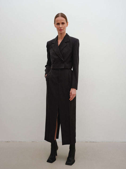 Double-cutouts skirt tailored