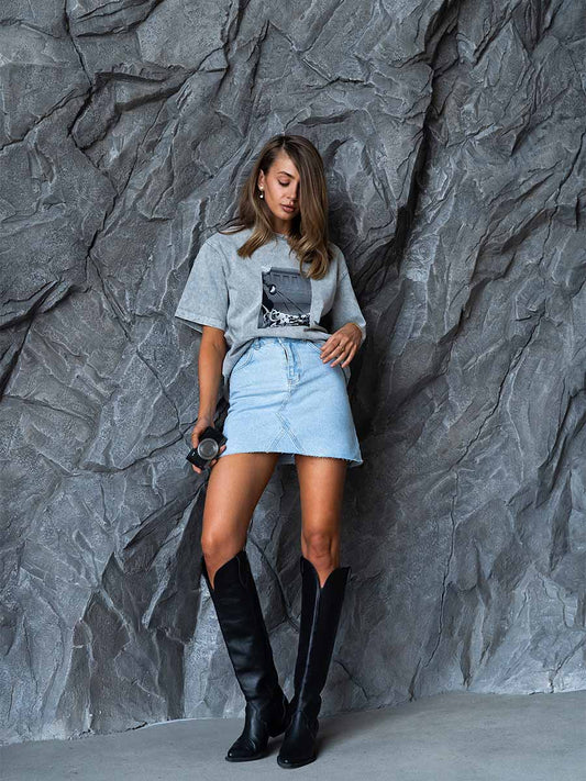 T-shirt boiled gray color with Dalmatian print