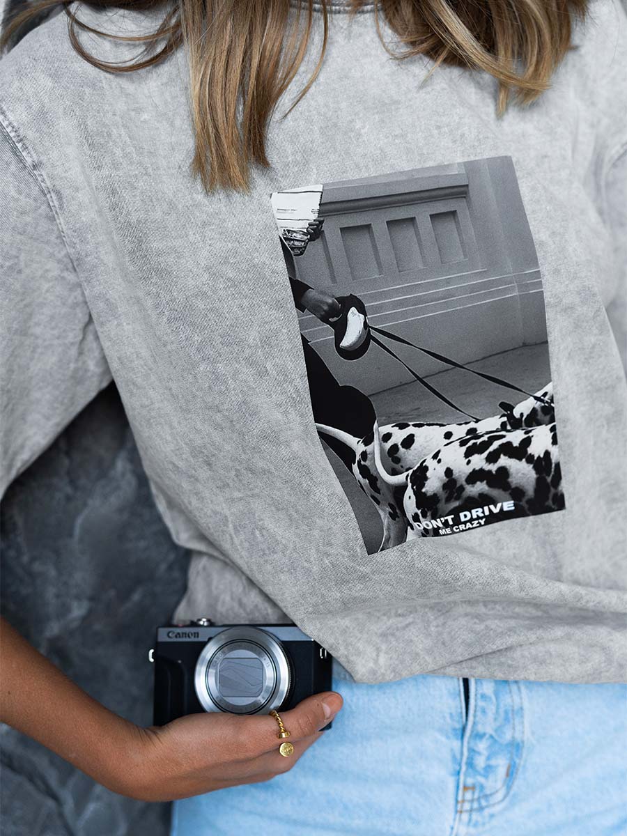 T-shirt boiled gray color with Dalmatian print