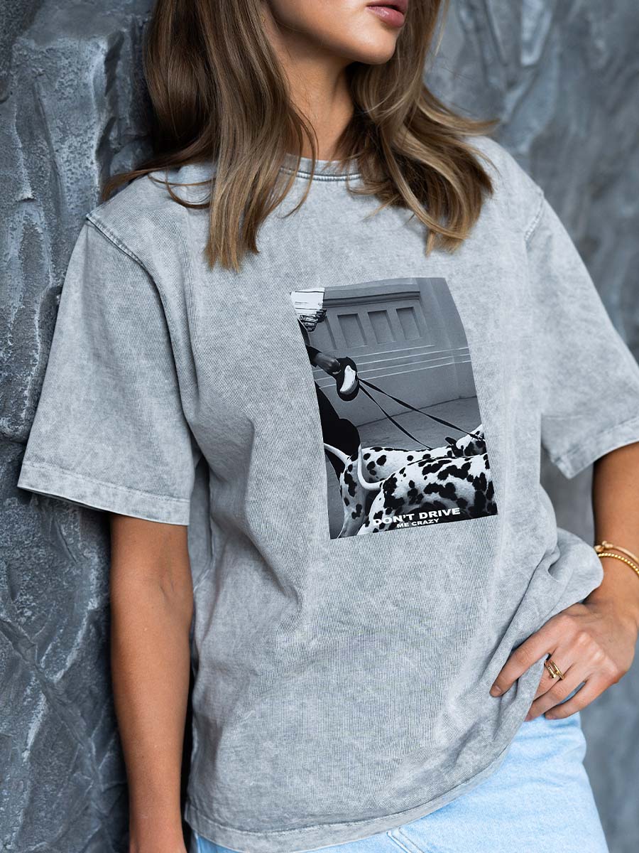 T-shirt boiled gray color with Dalmatian print